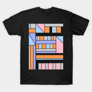 Orange, pink, purple and blue shapes pattern T-Shirt